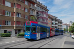 RBS Be 4/10 88 fährt am 5. September 2014 die Brunnmattstrasse hoch. Die Strecke zwischen den Haltestellen Brunnhof und Cäcilienstrasse ist die steilste im Berner Tramnetz. Die mit dem zusätzlichen Niederflurzwischenwagen eher untermotorisierten  blauen Bähnli  bekunden bei schlechten Schienenverhältnissen des öfteren Mühe und blieben auf dem Abschnitt auch schon stecken. 
