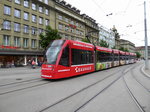 Bern Mobil - Werbetram Be 6/8  654 unterwegs auf der Linie 8 in der Stadt Bern am 21.06.2016