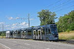 Be 8/10 TINA 4214 mit der Werbung f�r Baumann & Cie, auf der Linie 17, f�hrt am 13.06.2026 zur Endstation in Ettingen.