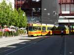 BLT - Trams Be 4/8 202 und Be 4/6 105 unterwegs auf der Linie 11 in Basel am 25.05.2012