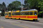 Be 4/8 252 und der B4 1317 (ex BVB 1417) an der Haltestelle Ciba. Die Aufnahme stammt vom 16.06.2012.