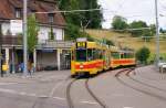 Be 4/8 mit der Betriebsnummer 203 und der Be 4/6 105 auf der Linie 10 an der Haltestelle Flh. Die Aufnahme stammt vom 29.06.2012. 

