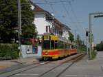 Doppeltraktion mit dem Be 4/8 237 an der Spitze an der Haltestelle Hofmatt.