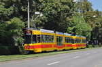 Be 4/8 253 zusammen mit dem Be 4/6 260, auf der Linie 11, fahren zur Haltestelle am Bahnhof SBB. Die Aufnahme stammt vom 28.08.2016.