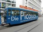 BVB - Tramanhänger B 1435 mit Werbung unterwegs in Basel am 02.05.2013
