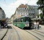 Basel BVB Tram 6 (B 1449) Claraplatz im Juli 1988.