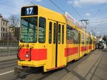 Be 4/6 262 unterwegs auf der Linie 17 an der Dreirosenbrücke, 24.03.2016