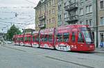 Be 6/8 Flexity 5010, mit der Turkish Airlines Werbung, auf der Linie 6, bedient die Haltestelle Morgartenring.