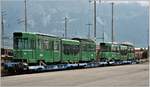 In Buchs SG stehen 8 Be 4/6S der Basler Verkehrsbetriebe zum Weitertransport nach Sofia/Bulgarien.