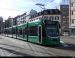 BVB - Tram Be 6/8 311  unterwegs auf der Linie 1 in der Stadt Basel am 04.02.2024