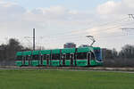 Be 6/8 Flexity 5023, auf der Linie 14, fährt am 27.11.2025 zur Haltestelle Lachmatt. Aufnahme Pratteln.