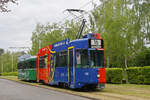 Be 4/4 490 FC Basel zusammen mit dem B4S 1464, auf der Linie 15, fährt am 04.05.2026 zur Endstation auf dem Bruderholz. Aufnahme Basel.