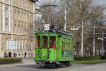 Ce 2/2 163 f�hrt am 25.02.2026 den Aeschengraben hinunter und dient in der Theaterstrasse dem Fasnachts-Comit� w�hrend dem Cort�ge als Kontrollpunkt. Aufnahme Basel.