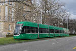 Be 6/8 Flexity 5035, auf der wegen der Basler Fasnacht umgeleiteten Linie 6, f�hrt am 23.02.2026 zur Haltestelle am Bahnhof SBB. Aufnahme Basel.