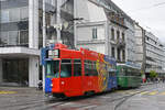 Be 4/4 490 FC Basel zusammen mit dem B4S 1464, auf der Linie 15, f�hrt am 18.05.2026 bei der Haltestelle Aeschenplatz ein. Aufnahme Basel.