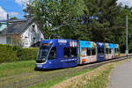 Be 4/6 Flexity 6011 mit der Werbung f�r die Konfit�re von Zuegg, auf der Linie 15, f�hrt am 01.06.2026 zur Haltestelle Lerchenstrasse. Aufnahme Basel.