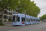 Be 6/8 Flexity 5022 mit der Werbung f�r die Z�rich Versicherung, auf der Linie 1, f�hrt am 04.05.2026 zur Haltestelle Sch�tzenhaus. Aufnahme Basel.