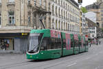 Be 4/6 Flexity 6014, auf der Linie 15, f�hrt am 11.05.2026 den Steinenberg hoch zur Haltestelle Bankverein. Aufnahme Basel.