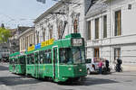 Be 4/4 486 zusammen mit dem B4S 1486, auf der Linie 15, f�hrt am 27.04.2026 den Steinenberg hoch zur Haltestelle Bankverein.