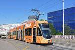 Be 4/6 Flexity 6004 mit der Werbung f�r Caff� Latte, auf der Linie 16, bedient am 02.07.2026 die Haltestelle Markthalle. Aufnahme Basel.