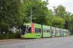 Be 6/8 Flexity 5001 mit der U-Abo Werbung, auf der wegen einer Baustelle umgeleiteten Linie 3, f�hrt am 13.07.2026 zur Haltestelle am Bahnhof SBB. Aufnahme Basel.