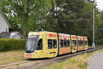 Be 4/6 Flexity 6001 mit der Werbung f�r Emmentaler K�se, auf der Linie 15, f�hrt am 13.07.2026 zur Haltestelle Lerchenstrasse. Aufnahme Basel.
