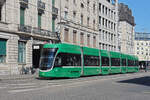 Be 6/8 Flexity 5019, auf der wegen einer Baustelle umgeleiteten Linie 3, f�hrt am 02.07.2026 zur Haltestelle Markthalle.