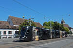 Be 6/8 Flexity 5010 mit der Elektrolux Werbung, auf der wegen der Grossbaustelle am Marktplatz umgeleiteten Linie 8, �berquert am 28.07.2026 die Wettsteinbr�cke Richtung Haltestelle Kunstmuseum Aufnahme Basel.