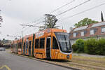 Be 4/6 Flexity 6004 mit der Werbung f�r Caff� Latte, auf der Linie 16, f�hrt am 13.07.2026 zur Haltestelle Hauensteinstrasse.