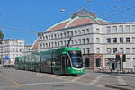 Be 6/8 Flexity 5032, auf der wegen einer Baustelle umgeleiteten Linie 3, f�hrt am 28.07.2026 zur Haltestelle am Bahnhof SBB. Aufnahme Basel.