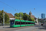 Be 6/8 Combino 304, auf der wegen der Grossbaustelle am Marktplatz umgeleiteten Linie 8, �berquert am 28.07.2026 die Wettsteinbr�cke Richtung Haltestelle Kunstmuseum. Aufnahme Basel.