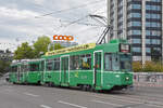 Be 4/4 495 zusammen mit dem B4S 1492, auf der Linie 15, �berquert am 10.08.2026 die M�nchensteinerbr�cke Richtung Haltestelle Grosspeterstrasse. Aufnahme Basel.