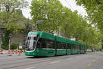 Be 6/8 Flexity 5024, auf der wegen einer Baustelle umgeleiteten Linie 6, f�hrt am 04.05.2026 zur Haltestelle ZOO Bachletten. Aufnahme Basel.