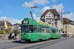 Be 4/4 489 zusammen mit dem B4S 1495, auf der Linie 15, �berquert am 14.09.2026 die Mittlere Rheinbr�cke.