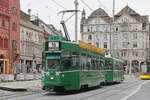Be 4/4 479 zusammen mit dem B4S 1487, auf der Linie 16, durchf�hrt am 07.09.2026 die Haltestelle Marktplatz, weil die Haltestelle wegen Bauarbeiten nicht bedient wird.