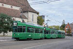 Doppeltraktion, mit den Be 4/4 494 und 485 zusammen mit dem B4S 1456, auf der Linie 2, verl�sst am 13.10.2026 die Haltestelle Wettsteinplatz. Aufnahme Basel.