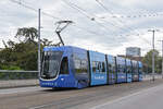 Be 6/8 Flexity 5006 mit der SANDOZ Werbung, auf der Linie 2, �berquert am 13.10.2026 die Wettsteinbr�cke Richtung Haltestelle Wettsteinplatz. Aufnahme Basel.