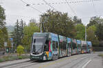 Be 6/8 Flexity 5037 mit der Skoda Werbung, auf der Linie 6, f�hrt am 19.10.2026 zur Haltestelle Weilstrasse. Aufnahme Riehen.