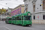 Be 4/4 491 zusammen mit dem B4S 1489, auf der Linie 15, f�hrt am 19.10.2026 den Steinenberg hoch zur Haltestelle Bankverein. Aufnahme Basel.