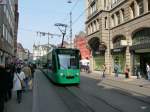 BVB - Tram Be 6/8  318 unterwegs auf der Linie 6 in der City vonn Basel am 17.04.2010