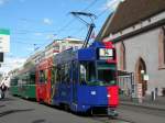 Das neue FCB Tram, Be 4/4 490, in der Abendsonne am Claraplatz. Die Aufnahme stammt vom 27.05.2010.