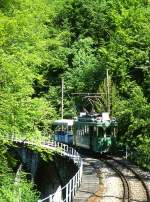 BC Museumsbahn EXTRAZUG 18225 von Vevey nach Weiche -(Chaulin) am 19.05.1997 auf Baye le Clarens - Viadukt mit Triebwagen exBVB Ce 2/2 182 - exLLB L° 60.