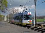 Motorwagen 479 mit der IWB Vollwerbung auf einer Extrafahrt kurz vor der Einfahrt in die Haltestelle Eglisee. Die Aufnahme stammt vom 28.03.2011.