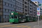 Dreiwagenzug mit dem Be 4/4 478, dem B4S 1477 und dem B4 1433 auf der Linie 1 an der Haltestelle Gewerbeschule. Die Aufnhame stammt vom 02.04.2012.