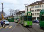 BVB - Be 4/8 661 mit Beiwagen unterwegs auf der Linie 2 in Basel am 01.12.2012