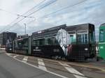 Neues Werbetram. Der Be 4/6 S 662 macht Werbung fr BOMBERG Uhren. Hier fhrt der Wagen Richtung Haltestelle IWB auf der Linie 2. Die Aufnahme stammt vom 12.04.2013.