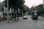 Basel BVB Tram 2 (Be 4/4 431) Messeplatz am 7. Juli 1990.