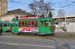 Be 2/2 190 als Weihnachtstram am Badischen Bahnhof Richtung Riehen unterwegs. Die Aufnahme stammt vom 21.12.2013.