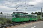 Be 4/4 461 zusammen mit dem B 1487 S fährt vom M-Parc Richtung Haltestelle Münchensteinerstrasse. Die Aufnahme stammt vom 14.08.2014.