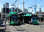 BVB Basel Be 6/8 Bombardier Flexity 2 5001 und Be 6/8 Siemens Combino 3xx am 25.07.15 in Basel SBB 